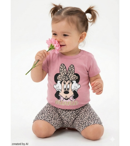 חליפה בגד גוף DELTA קיץ 3-24M תינוקות בנות מיני מאוס ורוד