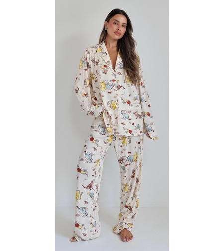 פיג'מה מעבר מכופתרת DELTA נשים S-XL פו הדב אופוויט
