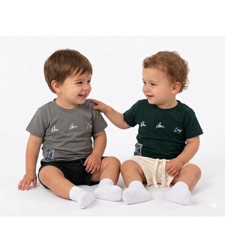 חליפה קיץ מדוגמת 12-24M תינוקות בנים (ירוק/אפור)