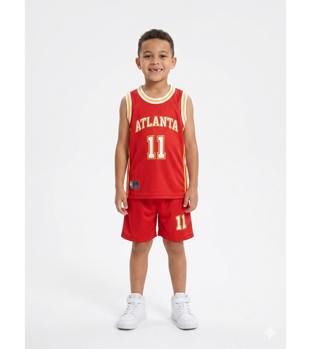 חליפה כדורסל מדוגמת 4-14 בנים (אדום)