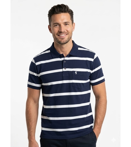 חולצה פולו פסים גבר M-3XL (כחול)