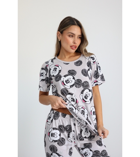 פיג'מה DELTA מכנס 7/8 קיץ 2XL-3XL נשים מיקי מאוס אפור בהיר