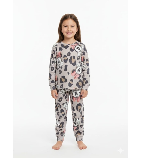 פיג'מה קטיפה DELTA מיני מאוס מנומר שמנת 2-10 בנות