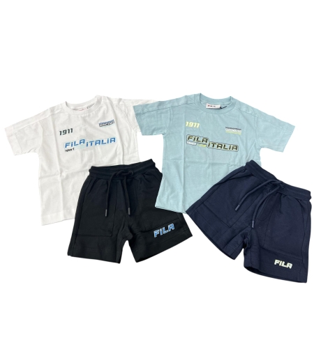 חליפה קיץ FILA מדוגמת 6-24M תינוקות בנים (כחול/אופוויט)
