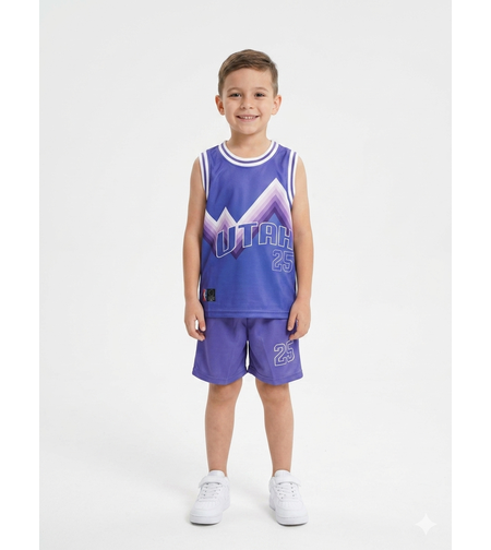 חליפה כדורסל מדוגמת 4-14 בנים (סגול)