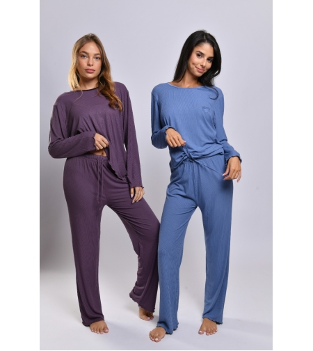 פיג'מה ויסקוזה LAMBADA נשים S-XL (סגול/כחול/שחור/חום)