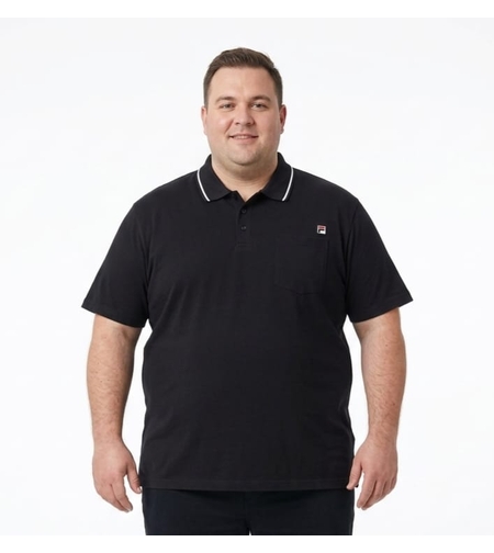 חולצה פולו FILA עם כיס מידות גדולות (שחור)