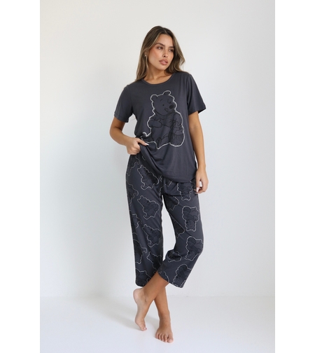 פיג'מה DELTA מכנס 7/8 קיץ 2XL-3XL נשים פו הדב אפור כהה