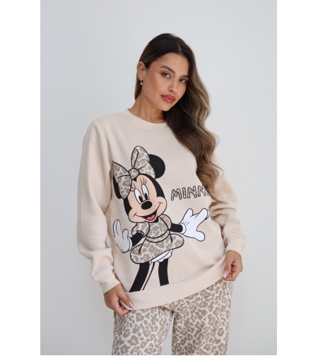 פיג'מה פוטר DELTA נשים XS-XL מיני מאוס שמנת