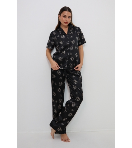 פיג'מה DELTA מכופתרת סאטן (S-XL) נשים מיני מאוס