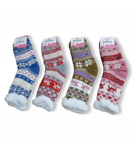 זוג גרבי נעלי בית פרווה עם מניעת החלקה (38-42) נשים