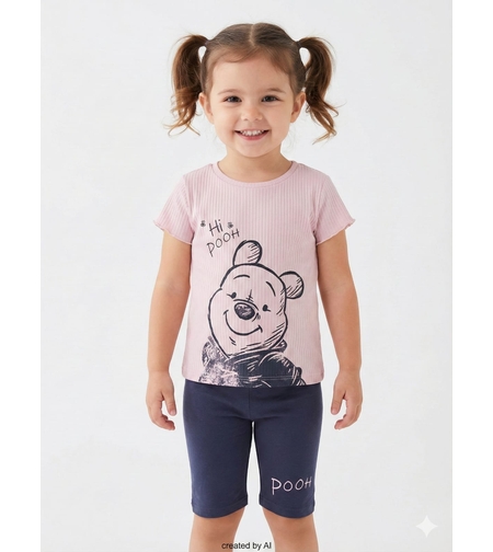 חליפה DELTA קיץ 2-8 בנות פו הדב ורוד