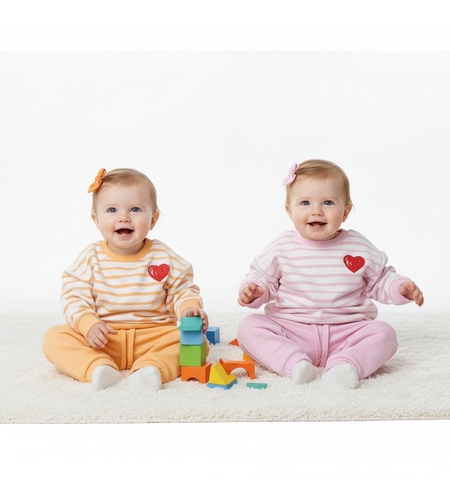 חליפה פוטר מדוגמת 12-24M תינוקות בנות (סגול/צהוב/כתום/ורוד)