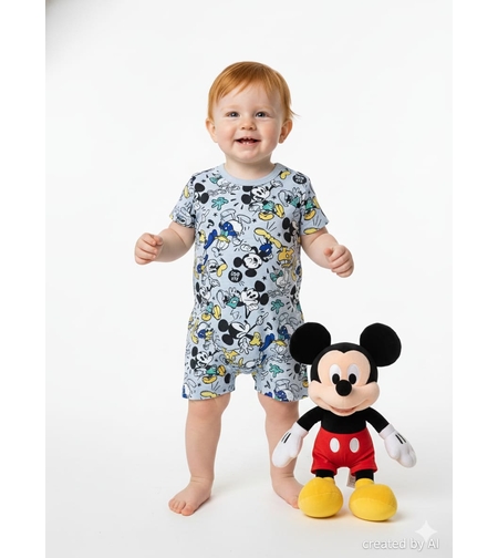 אוברול DELTA קיץ 3-24M תינוקות בנים מיקי מאוס אפור