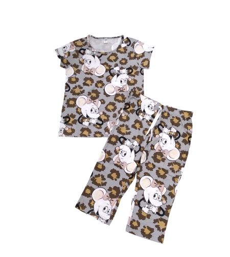פיג'מה קיץ מכנס 7/8 מדוגמת S-XXL נשים (מנומר)