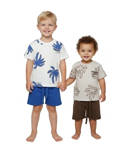 חליפה קיץ מדוגמת 2-10 בנים (כחול/חום)