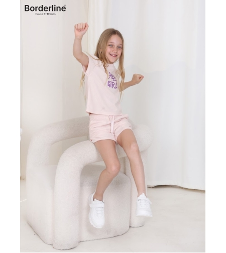חליפת וופל מדוגמת 4-12 בנות (אפרסק/שמנת/אפור/סגול)