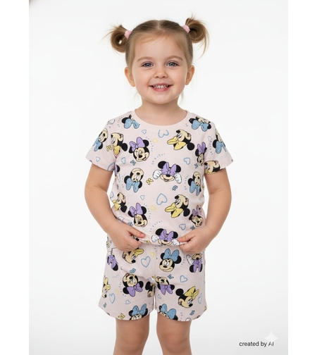 פיג'מה DELTA קיץ 2-12 בנות מיני מאוס ורוד