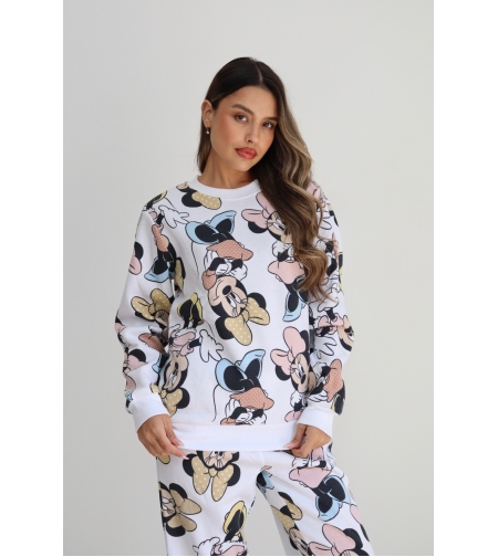 פיג'מה פוטר DELTA נשים XS-XL מיני מאוס לבן
