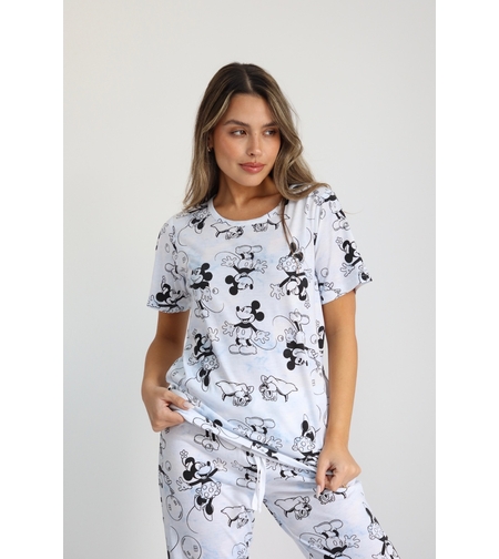 פיג'מה DELTA מכנס 7/8 קיץ S-XL נשים מיקי מאוס תכלת