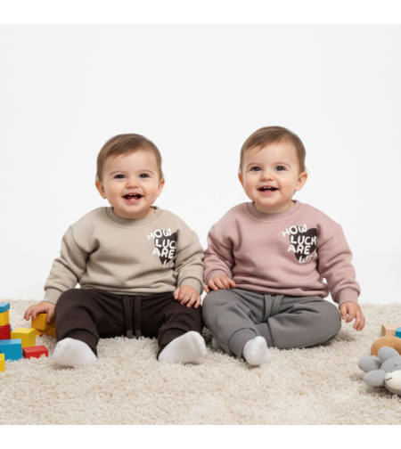 חליפה פוטר מדוגמת 12-24M בנות (שמנת/קפה/ורוד עתיק/אופוויט)