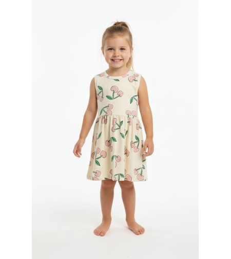 שמלה קיץ מדוגמת בד ריב 2-10 בנות (צהוב)