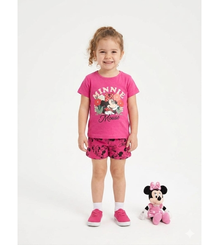 פיג'מה דיסני קיץ 2-10 בנות מיני מאוס ורוד פוקסיה