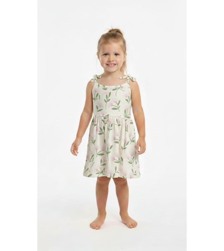 שמלה קיץ מדוגמת בד ריב 2-10 בנות (פרחוני)