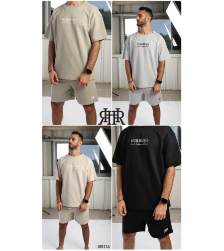 חליפה מדוגמת S-XXL גבר (שחור/אופוויט/שמנת/אפור)
