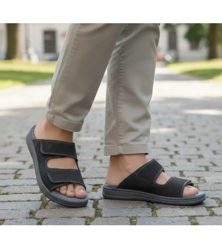 Rohde כפכף גבר תוצרת גרמניה עשוי עור ותפירת יד 6005 לסוכרתיים ורגל רחבה