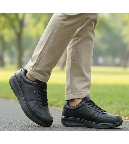 WIlWoc נעל הליכה אורטופדית לגברים ונשים שחור קלאסי101