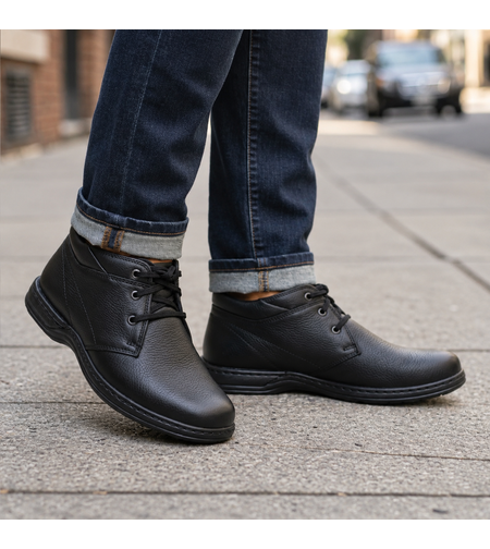 מגפון נוחות רחבות לגברים Hush Puppies 754025 - עור ומדרס נשלף