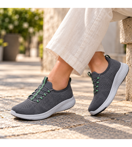 American Flex היאלי – נעלי סניקרס Slip-On לנשים עם גפת סריג נושמת
