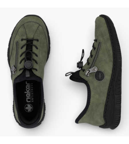 נעל הליכה Rieker עור נובוק זית N3267-54