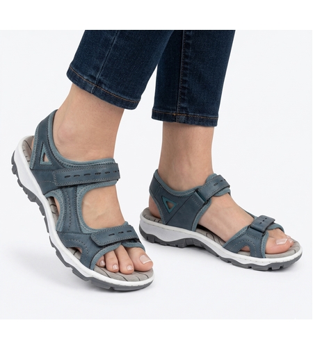 Rieker 68866-12 | סנדל נשים נוח בצבע כחול עם טכנולוגיית Antistress
