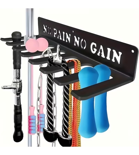 מתלה קיר רב־שימושי לדלגיות ואביזרי כושר