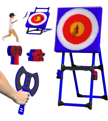 סט קליעה “Target Pro” – לוח מטרה גדול עם גרזנים וכוכבי קליעה