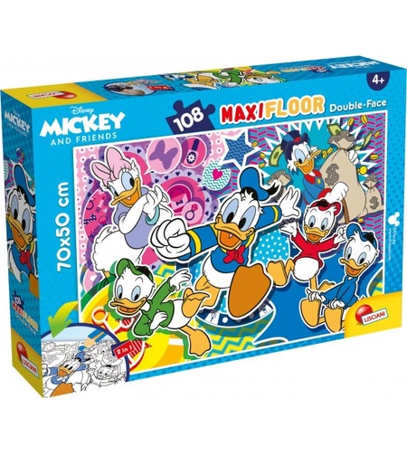 פאזל רצפה דו-צדדי 108 חלקים - דונלד דאק