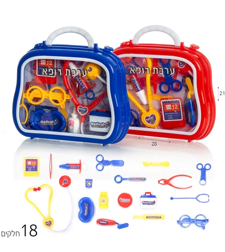 סט רופא במזוודה אדום/כחול