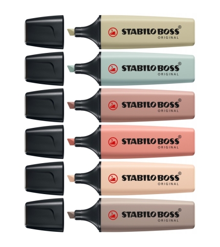 סט 6 מרקרים STABILO צבעי טבע