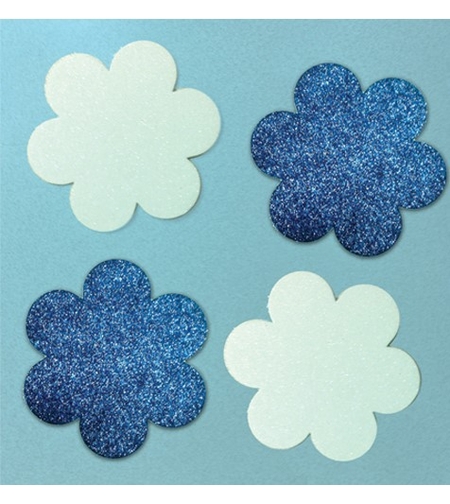 גזירות סול נוצץ פרח כחול לבן 3 סמ