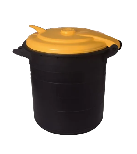 פח שחור עם מכסה צהוב 75 ליטר