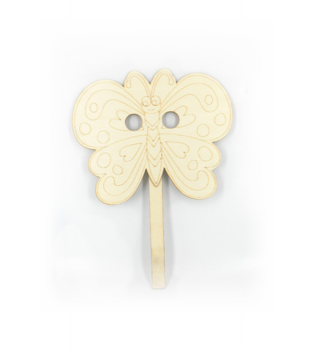 מסכת עץ על מקל פרפר