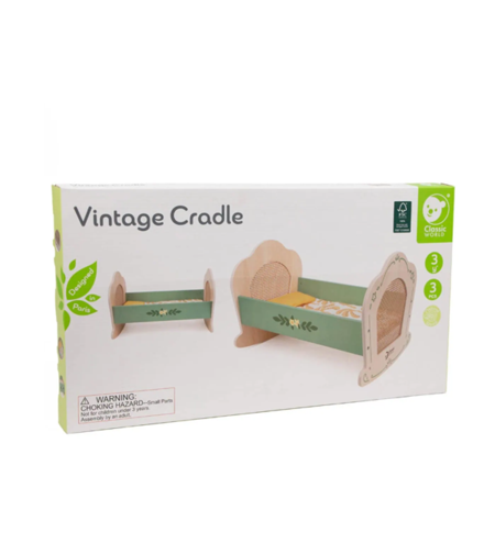 עריסת עץ וינטאג' לבובה