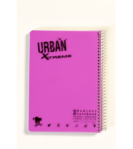 מחברת ספירלה אורבן 3 נושאים שורה A5