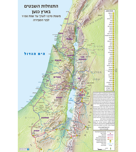 מפת התנחלות השבטים בארץ כנען  70*100