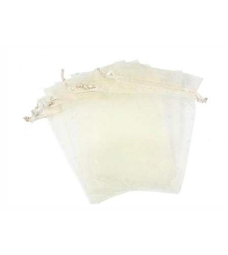 שקית אורגנזה צבע שמנת בגדלים שונים 12 יחידות