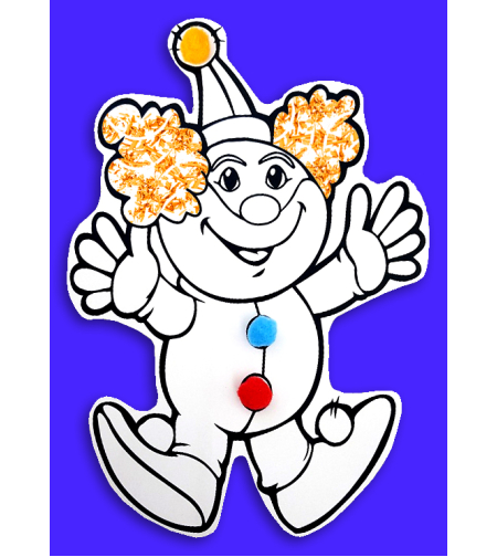 עבודת יצירה ליצן עם פונפונים וסול גרוס 1/36