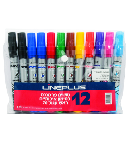 טוש פרמננט ראש עגול 70 פאוור ליין סט של 12