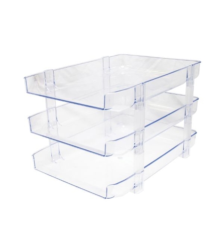 MUNIX סט 3 מגשים פלסטיים שקופים, דגם- חזק כמו פיל